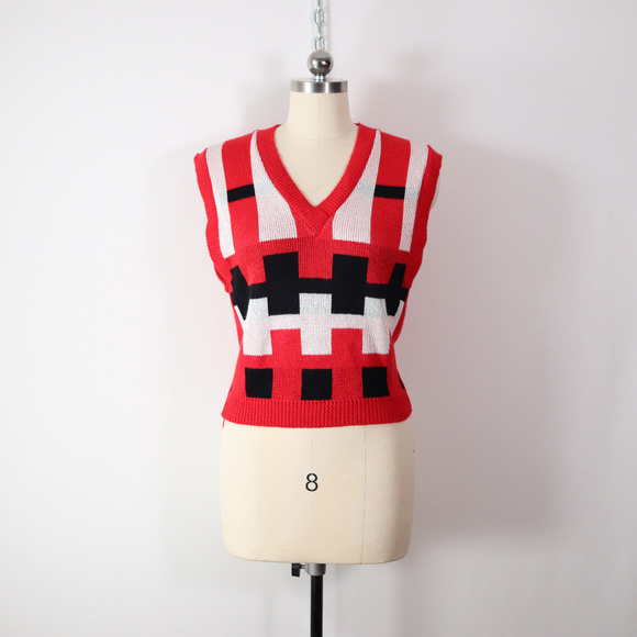 Vintage Tops - ❌SOLD❌vintage 70s geometric sleeveless sweater top